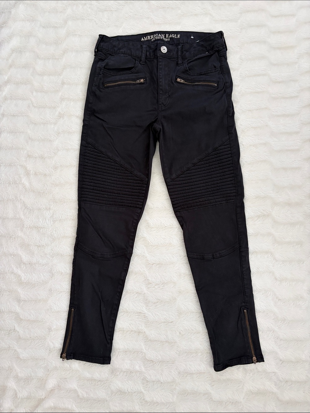 American Eagle Black Super Stretch Moto Jeans